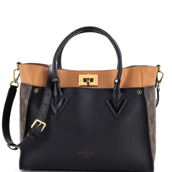 Louis Vuitton On My Side Tote Leather with Monogram Canvas MM