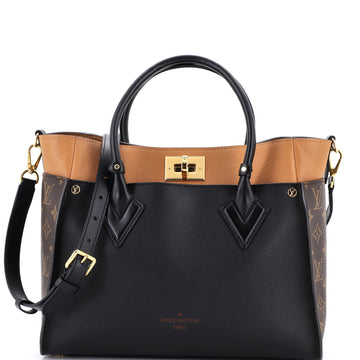 Louis Vuitton On My Side Tote Leather with Monogram Canvas MM