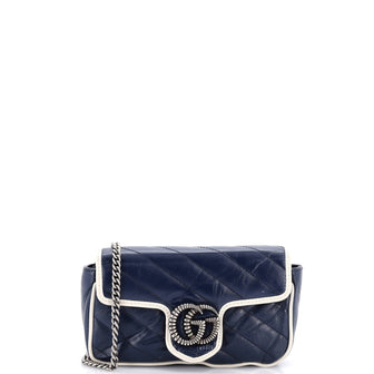 Gucci GG Marmont Flap Bag Diagonal Quilted Leather Super Mini