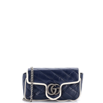 Gucci GG Marmont Flap Bag Diagonal Quilted Leather Super Mini