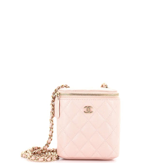 Chanel Vertical Classic Vanity Case with Chain Quilted Caviar Mini
