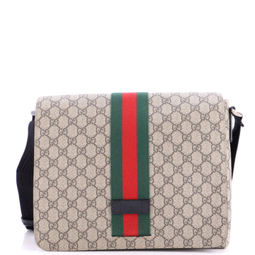 Gucci Web Flap Messenger Bag GG Coated Canvas Medium