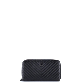 Chanel Zip Around Wallet Chevron Lambskin Small