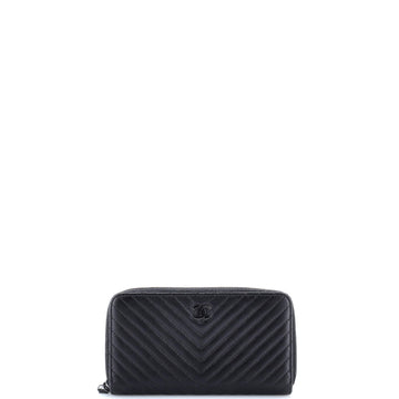 Chanel Zip Around Wallet Chevron Lambskin Small