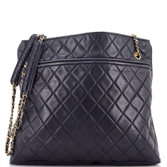Chanel Vintage Zipped Chain Tote Quilted Leather Large