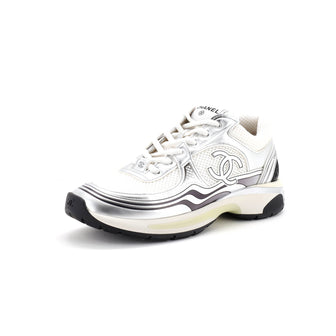 Chanel Women's CC Low-Top Sneakers Mesh and Laminated Leather