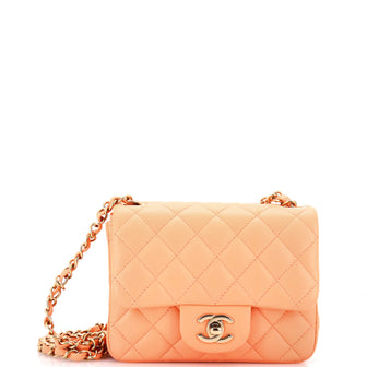 Chanel Square Classic Single Flap Bag Quilted Lambskin Mini