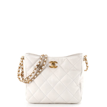 Chanel Pick Me Up Logo Chain Hobo Quilted Caviar Small