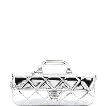 Chanel Top Handle Clutch with Chain Quilted Metallic Mirror Calfskin