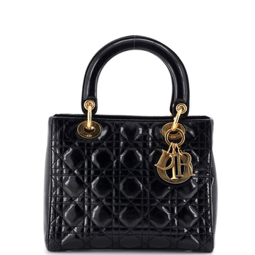 Christian Dior Vintage Lady Dior Bag Cannage Quilt Patent Medium