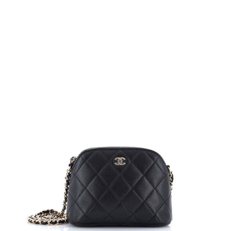 Chanel CC Dome Zip Clutch with Chain Quilted Caviar Mini
