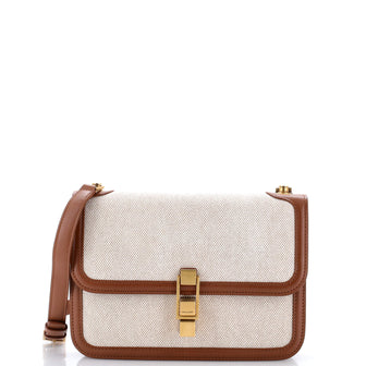 Saint Laurent Carre Satchel Canvas with Leather Medium