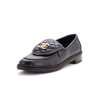 Chanel Women's CC Loafers Quilted Leather