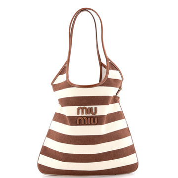 Miu Miu Ivy Hobo Bag Striped Canvas Tall