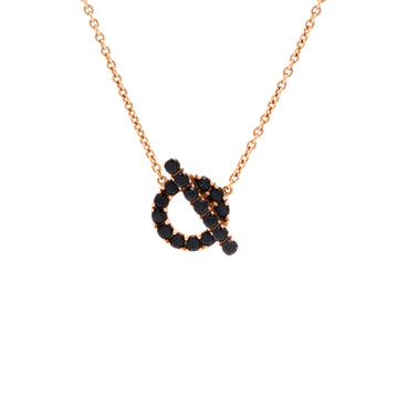Hermes Finesse Pendant Necklace 18K Rose Gold and Black Spinels