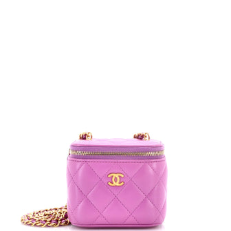 Chanel Pearl Crush Vanity Case with Chain Quilted Lambskin Mini