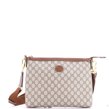 Gucci Interlocking G Patch Wristlet Messenger Bag GG Coated Canvas Medium