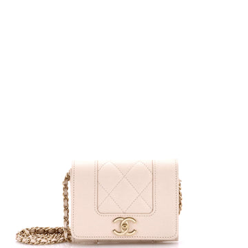 Chanel Mademoiselle Vintage Card Holder on Chain Quilted Caviar