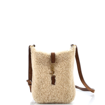 Saint Laurent Le 5 a 7 Vertical Shoulder Bag Shearling with Suede