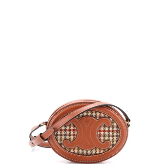 Celine Triomphe Oval Crossbody Bag Tweed and Leather