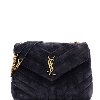Saint Laurent Loulou Shoulder Bag Matelasse Chevron Suede Small
