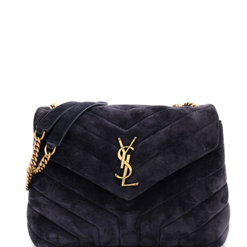 Saint Laurent Loulou Shoulder Bag Matelasse Chevron Suede Small