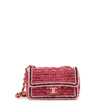 Chanel Classic Single Flap Bag Braided Quilted Tweed Mini