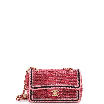 Chanel Classic Single Flap Bag Braided Quilted Tweed Mini