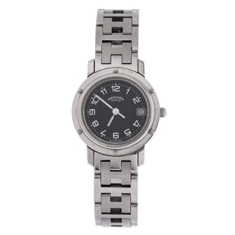 Hermes Clipper Chronograph Quartz Watch Stainless Steel 31