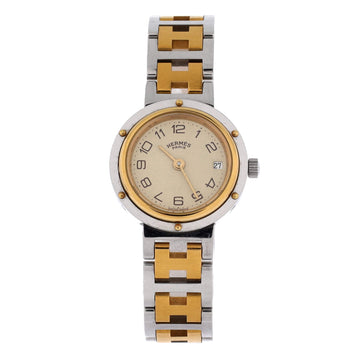 Hermes Clipper Quartz Watch Stainless Steel with Plated Metal 24