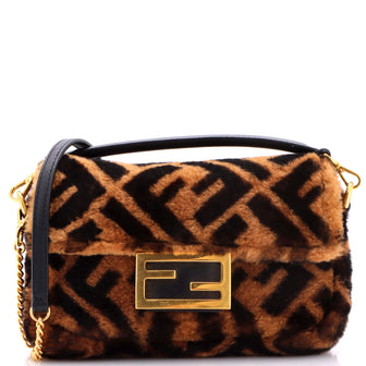 Fendi Baguette NM Bag Zucca Shearling Mini