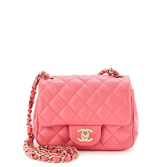 Chanel Square Classic Single Flap Bag Quilted Caviar Mini