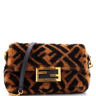 Fendi Baguette NM Bag Zucca Shearling Mini