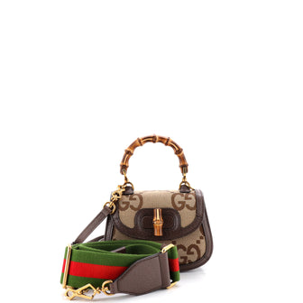 Gucci Bamboo 1947 Top Handle Bag Jumbo GG Canvas Mini