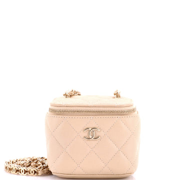 Chanel Tiny CC Link Vanity Case with Chain Quilted Caviar Mini