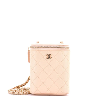 Chanel Vertical Classic Vanity Case with Chain Quilted Caviar Small