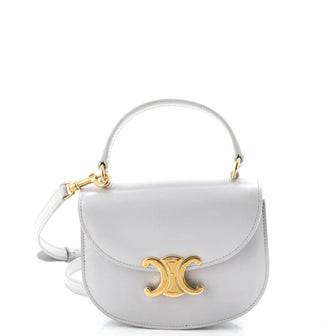 Celine Triomphe Besace Clea Top Handle Flap Bag Leather Mini