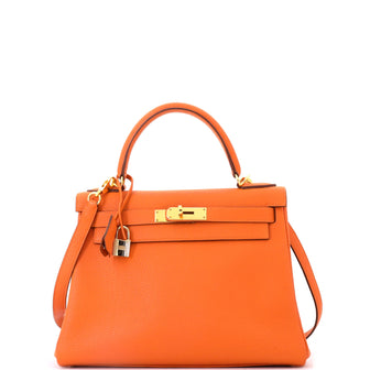 Hermes Kelly Handbag Orange Togo with Gold Hardware 28