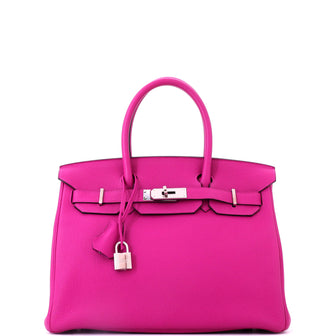 Hermes Birkin Handbag Pink Togo with Palladium Hardware 30