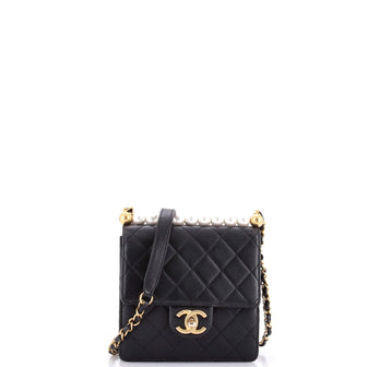 Chanel Chic Pearls Flap Bag Quilted Goatskin Mini