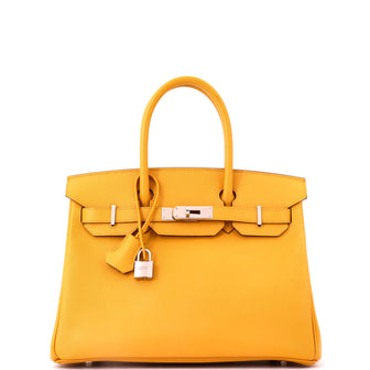 Hermes Birkin Handbag Yellow Epsom with Palladium Hardware 30