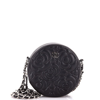 Chanel Round Clutch with Chain Camellia Goatskin Mini