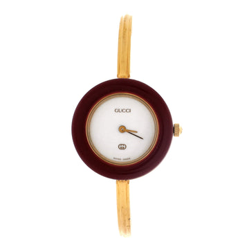 Gucci 1100 Interchangeable Bezel Bangle Quartz Watch Plated Metal with Plastic 26