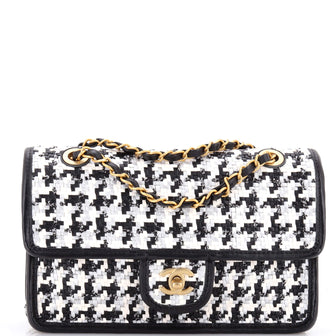 Chanel Classic Single Flap Bag Woven Lambskin and Viscose Small
