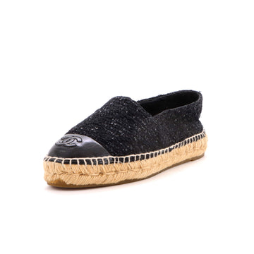 Chanel Women's CC Cap Toe Espadrilles Tweed with Leather