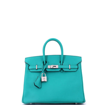 Hermes Birkin Handbag Blue Epsom with Palladium Hardware 25