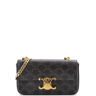 Celine Triomphe Chain Shoulder Bag Triomphe Coated Canvas Small