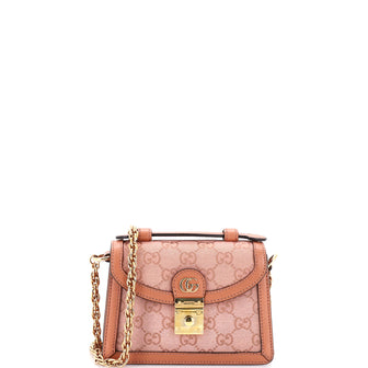 Gucci Ophidia Flap Top Handle Bag GG Coated Canvas Mini