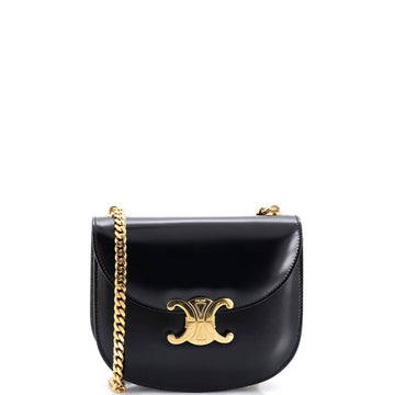 Celine Triomphe Besace Clea Chain Flap Bag Leather
