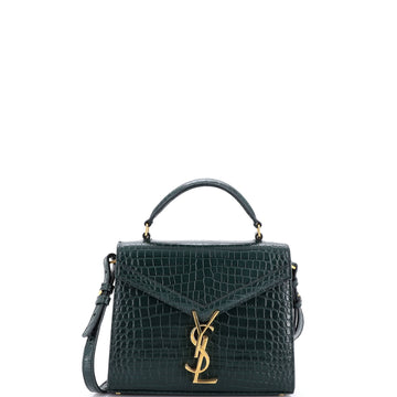 Saint Laurent Cassandra Top Handle Bag Crocodile Embossed Leather Mini